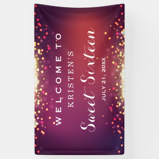 Sweet Sixteen-partij Shimmer Gold Glitter Sparkles Spandoek (Verticaal)