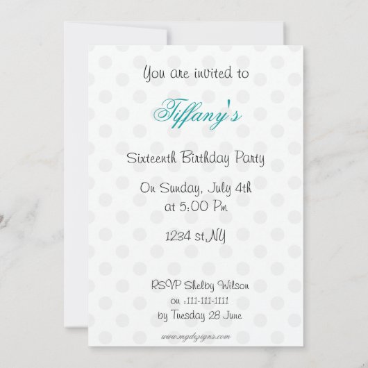 Sweet Sixteen-partij Uitnodiging (Achterkant)