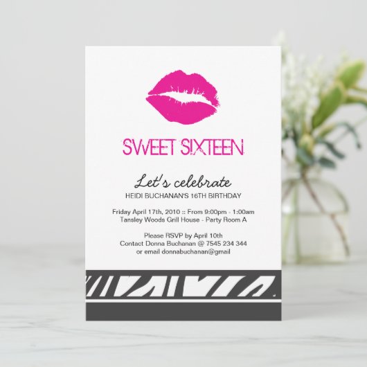 Sweet Sixteen-partij uitnodiging (Staand voorkant)