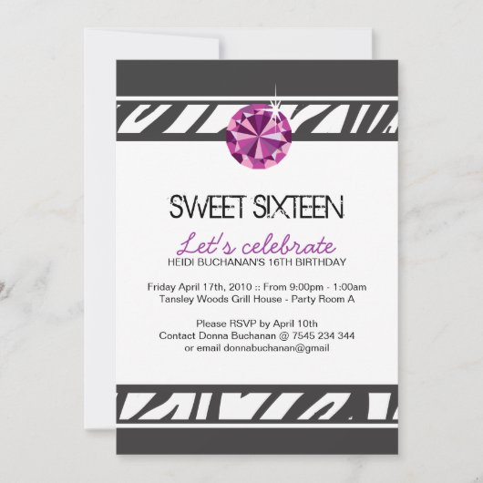 Sweet Sixteen-partij uitnodiging (Voorkant)