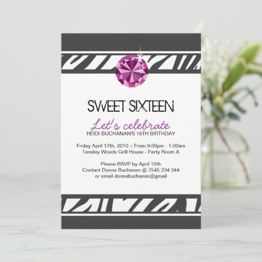 Sweet Sixteen-partij uitnodiging (Staand voorkant)