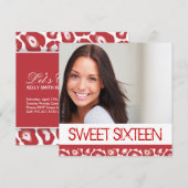 Sweet Sixteen-partij-uitnodiging Kaart (Voorkant / Achterkant)