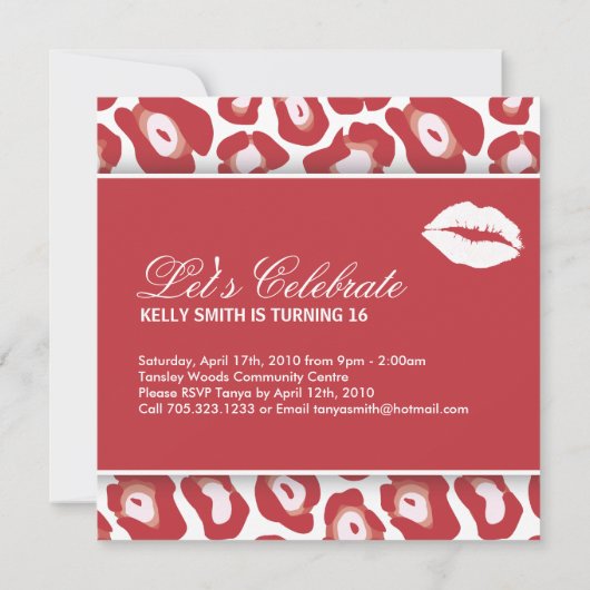 Sweet Sixteen-partij-uitnodiging Kaart (Achterkant)