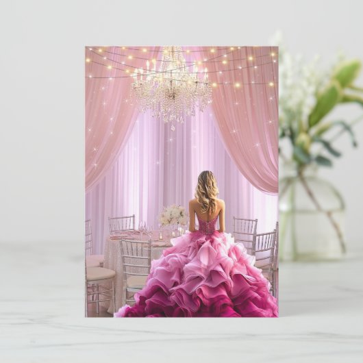 Sweet Sixteen Party Ballroom Sparkling Chandelier Kaart (Staand voorkant)