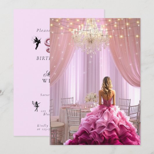 Sweet Sixteen Party Ballroom Sparkling Chandelier Kaart (Voorkant / Achterkant)