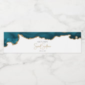 Sweet Sixteen Party Blauwgroen Blauw Goud Agaat Waterfles Etiket (Enkel label)