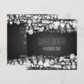 Sweet Sixteen Party Dotted Decoration Black Kaart (Voorkant / Achterkant)