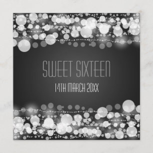 Sweet Sixteen Party Dotted Decoration Black Kaart