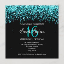 Sweet Sixteen Party Falling Stars Turquoise