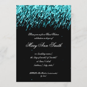 Sweet Sixteen Party Falling Stars Turquoise Kaart