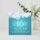 Sweet Sixteen Party Glow & Sparkle Turquoise Kaart (Staand voorkant)