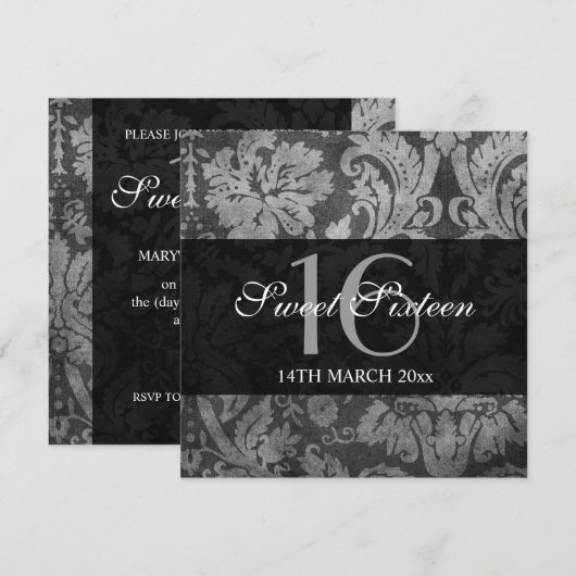 Sweet Sixteen Party Grey  Pattern Kaart (Voorkant / Achterkant)