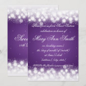 Sweet Sixteen-party Magic Sparkle-Paars Kaart (Voorkant / Achterkant)