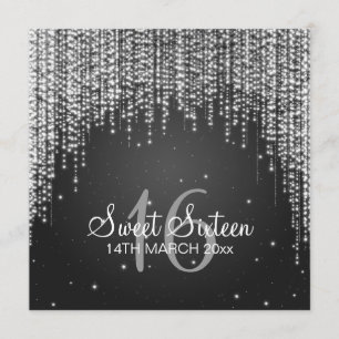 Sweet Sixteen Party Night Dazzle Black Kaart