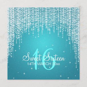 Sweet Sixteen Party Night Dazzle Blue Kaart