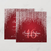 Sweet Sixteen Party Night Dazzle Red Kaart (Voorkant / Achterkant)