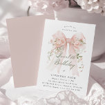 Sweet Sixteen Party Pink Coquette Bow Rose Floral Kaart<br><div class="desc">A large blush pink coquette bow is decorated with elegant pink roses on this birthday invitation. Classic script calligraphy lets your guests know it's a milestone birthday. Easy to personalize with your party details.</div>