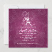 Sweet Sixteen Party Romantic Paris Pink Kaart (Achterkant)
