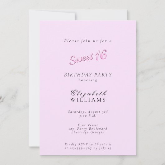 Sweet Sixteen Party Room Sparkle Lights Kaart (Achterkant)