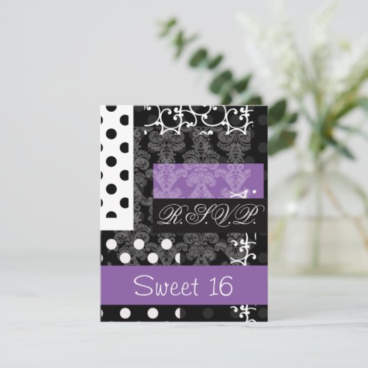 Sweet Sixteen party RSVP (Staand voorkant)