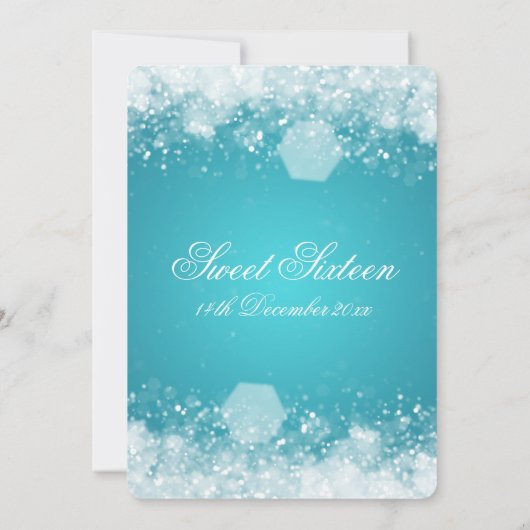 Sweet Sixteen Party Sparking Night 2 Turquoise Kaart (Achterkant)