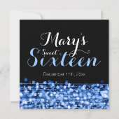 Sweet Sixteen Party Sparkles & Lights Blue Kaart (Achterkant)