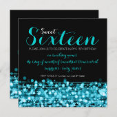 Sweet Sixteen Party Sparkles & Lights Turquoise Kaart (Voorkant / Achterkant)