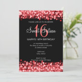 Sweet Sixteen Party Sparkles Red Kaart (Staand voorkant)