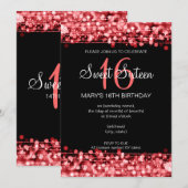 Sweet Sixteen Party Sparkles Red Kaart (Voorkant / Achterkant)