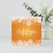 Sweet Sixteen Party Sparkling Night Orange Kaart (Staand voorkant)