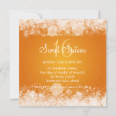 Sweet Sixteen Party Sparkling Night Orange Kaart (Achterkant)