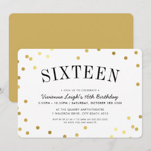 SWEET SIXTEEN PARTY stijlvolle gouden confetti spo Kaart
