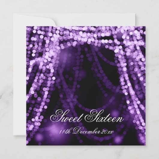 Sweet Sixteen Party String Lights Paars Kaart (Achterkant)