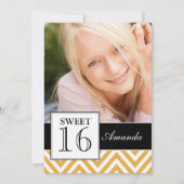 SWEET SIXTEEN PARTY YELLOW CHEVRON KAART (Voorkant)