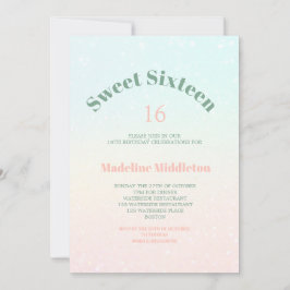 Sweet Sixteen Photo Glitter Modern Chic Verjaardag Kaart