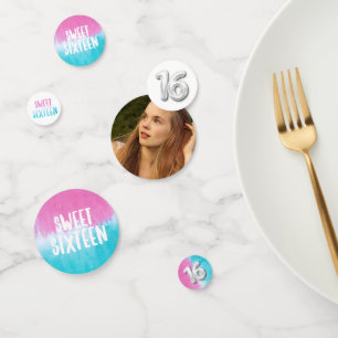 Sweet Sixteen Photo Tie Dye Verjaardag Confetti