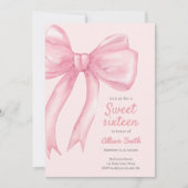 Sweet Sixteen Pink Bow Coquette 16e verjaardag Kaart (Voorkant)