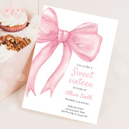 Sweet Sixteen Pink Bow Coquette 16e verjaardag Kaart