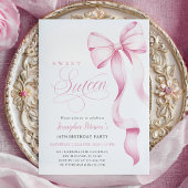 Sweet Sixteen Pink Bow Invitation Kaart
