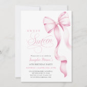 Sweet Sixteen Pink Bow Invitation Kaart (Voorkant)