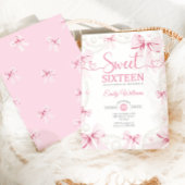 Sweet Sixteen Pink Bows Pearls Coquette Kaart