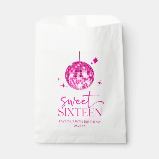 Sweet Sixteen Pink Disco Ball 16e verjaardagsfeest Bedankzakje (Voorkant)