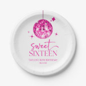 Sweet Sixteen Pink Disco Ball 16e verjaardagsfeest Papieren Bordje (Voorkant)