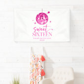 Sweet Sixteen Pink Disco Ball 16e verjaardagsfeest Spandoek (Insitu)