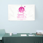 Sweet Sixteen Pink Disco Ball 16e verjaardagsfeest Spandoek (Beurs)