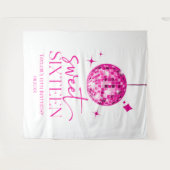 Sweet Sixteen Pink Disco Ball 16e verjaardagsfeest Wandkleed (Voorkant (horizontaal))