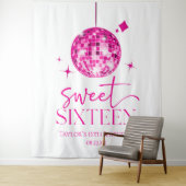 Sweet Sixteen Pink Disco Ball 16e verjaardagsfeest Wandkleed (In situ)
