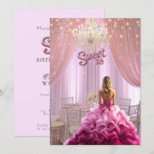 Sweet Sixteen Pink Gown Sparkle Lights Kaart (Voorkant / Achterkant)