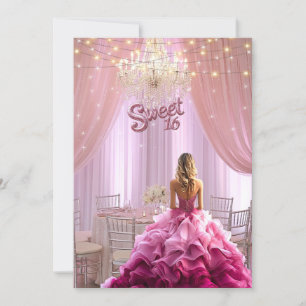 Sweet Sixteen Pink Gown Sparkle Lights Kaart