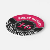 Sweet Sixteen Pink Monogram Chevron Papieren Bordje (Gekanteld)